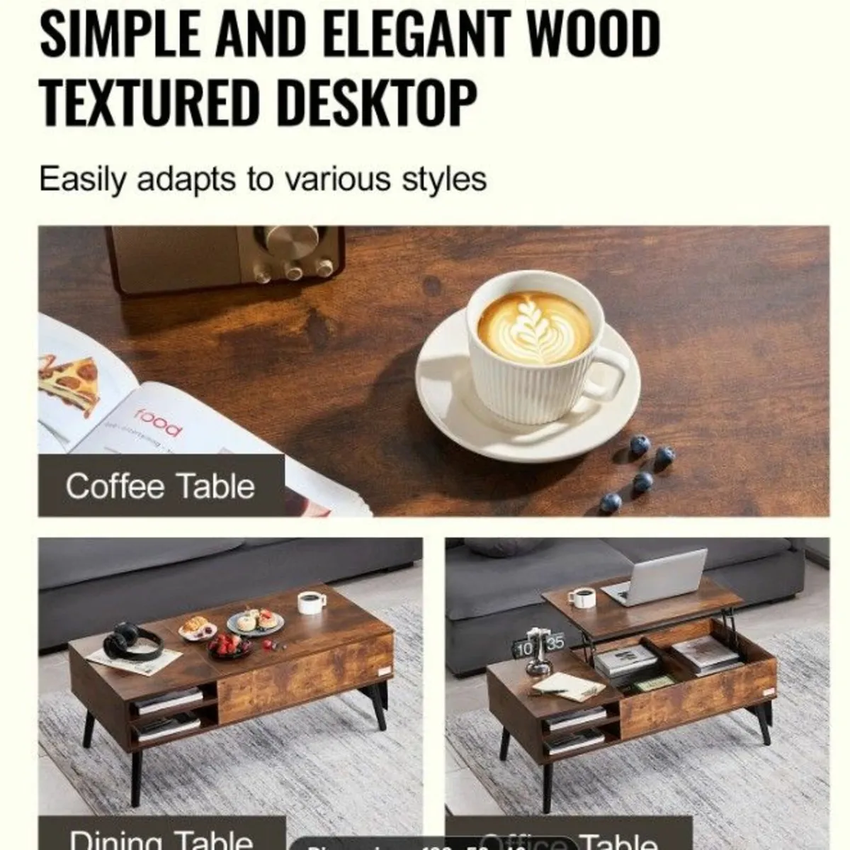 Lift-Top Coffee Table with Hidden Storage - Image 4