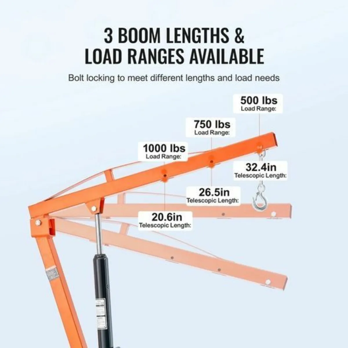 Heavy Duty 1000 lbs Hydraulic Truck Crane with Adj - Image 2