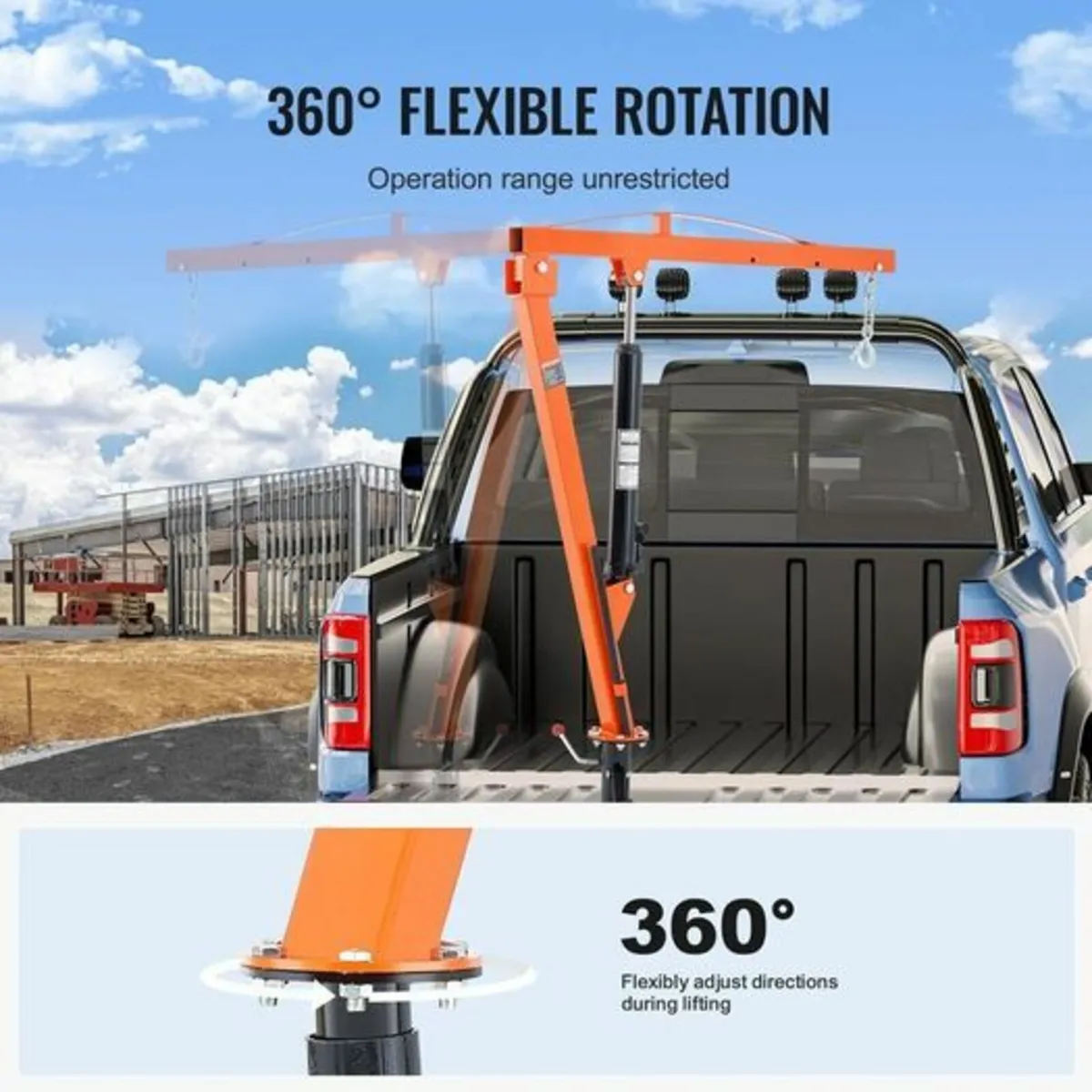 Heavy Duty 1000 lbs Hydraulic Truck Crane with Adj - Image 3