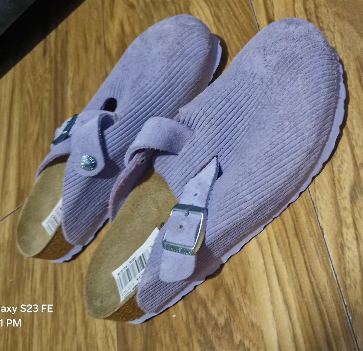 Boston Suede Corduroy Wider Fit Clogs - Purple Fog - Image 1