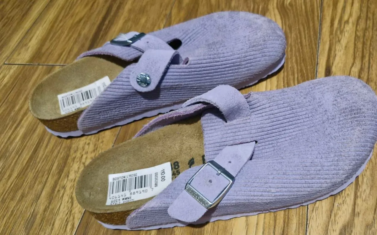 Boston Suede Corduroy Wider Fit Clogs - Purple Fog - Image 2