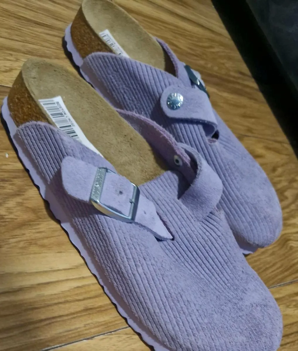 Boston Suede Corduroy Wider Fit Clogs - Purple Fog - Image 3