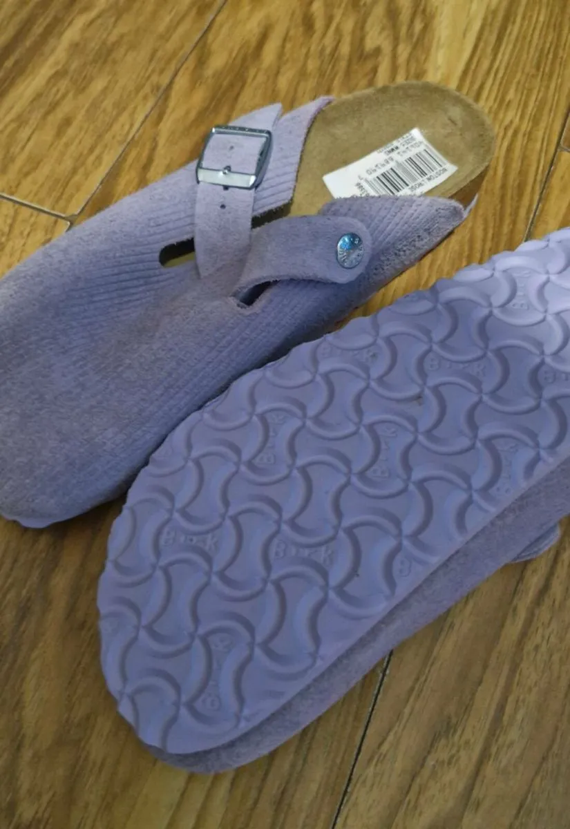 Boston Suede Corduroy Wider Fit Clogs - Purple Fog - Image 4