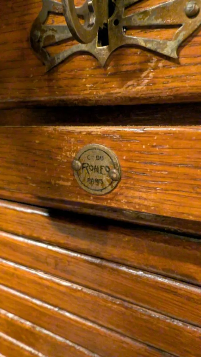 Vintage cabinet drawers Tambour roller antique - Image 2