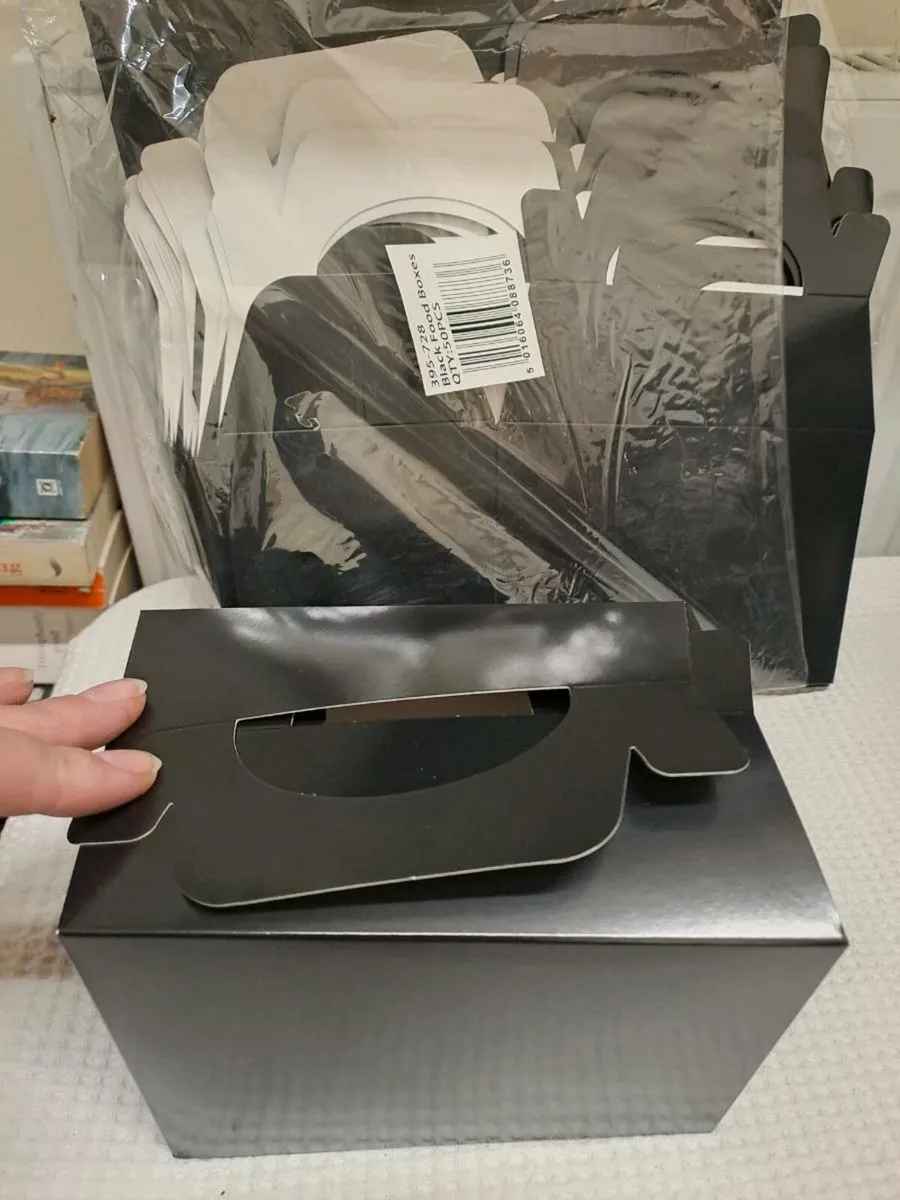 50x Black Food / Cake Boxes with Handles New - Image 4