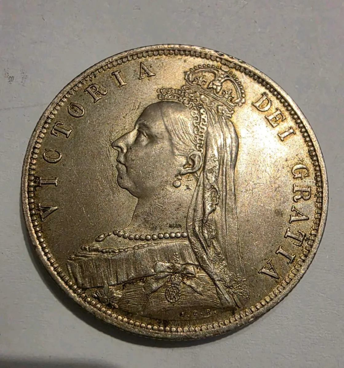 1887 british silver half crown - Image 1