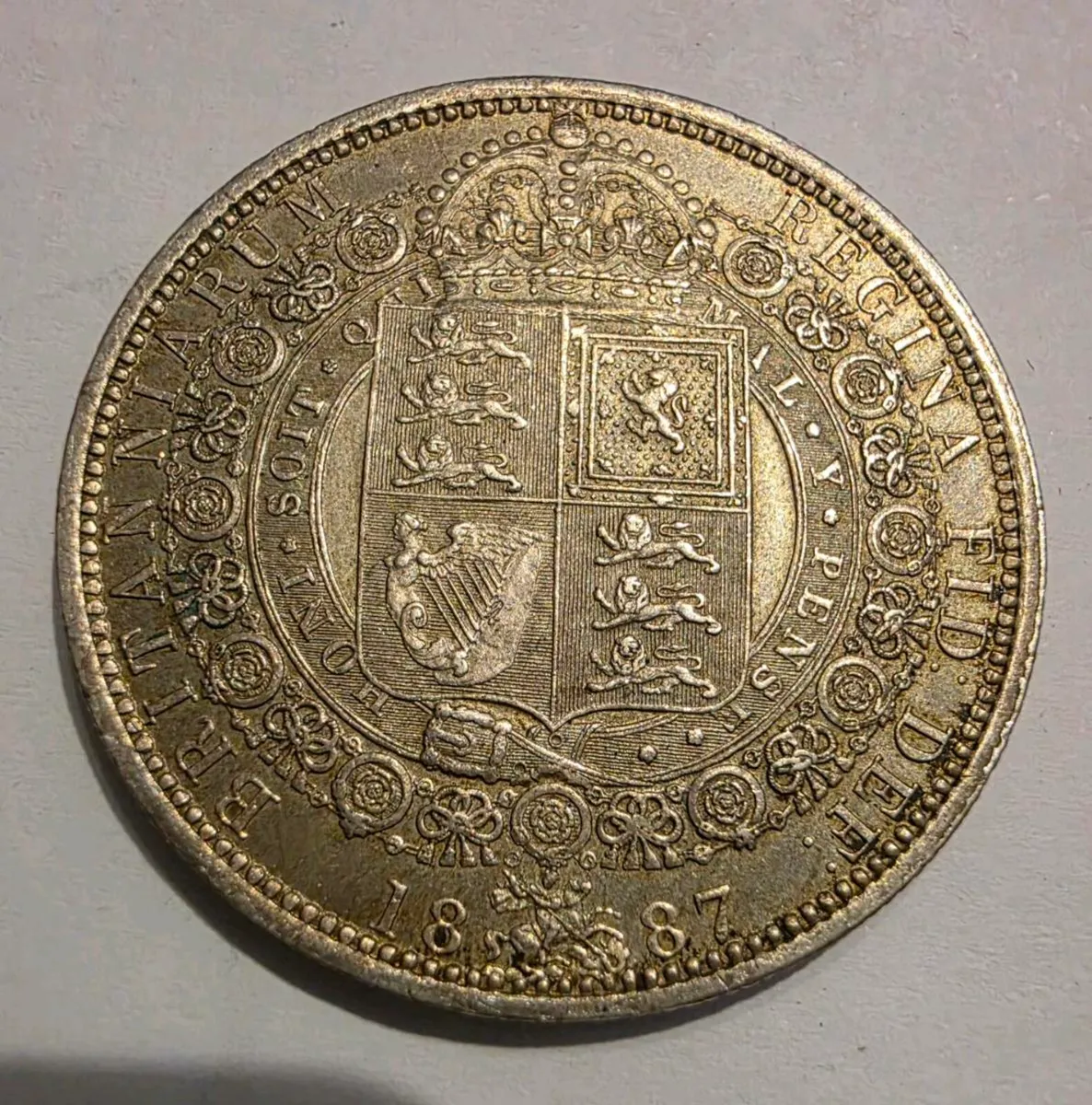 1887 british silver half crown - Image 2