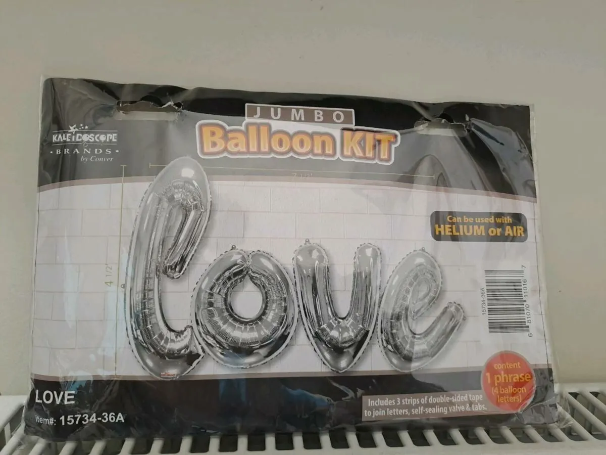 Jumbo Silver LOVE Foil Balloon Kit Helium or Air - Image 1