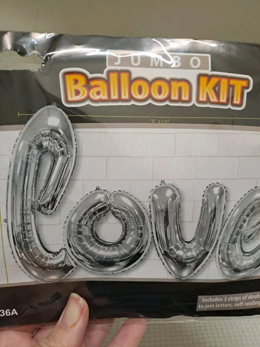 Jumbo Silver LOVE Foil Balloon Kit Helium or Air - Image 4