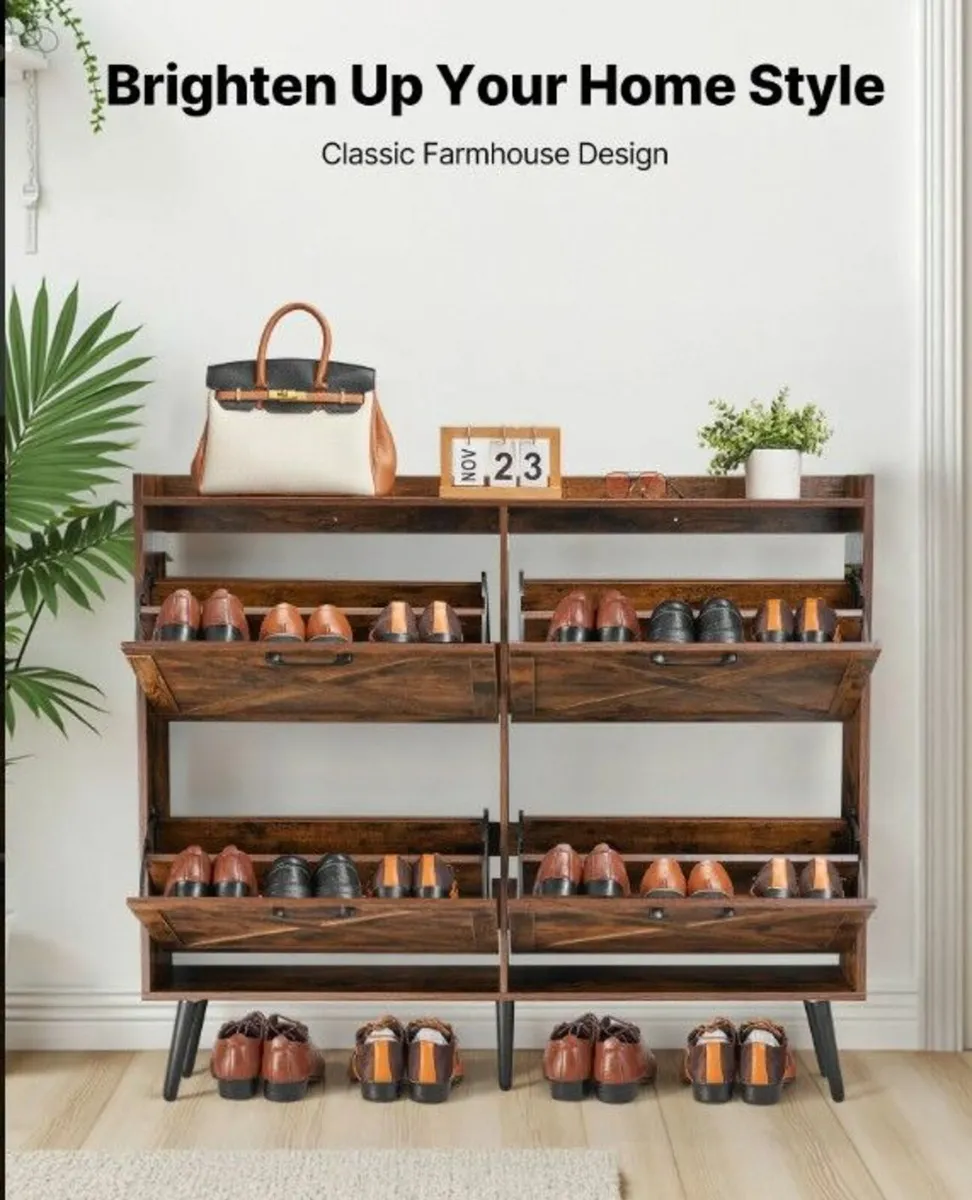 Shoe Cabinet with 4 Flip Drawers - Image 2