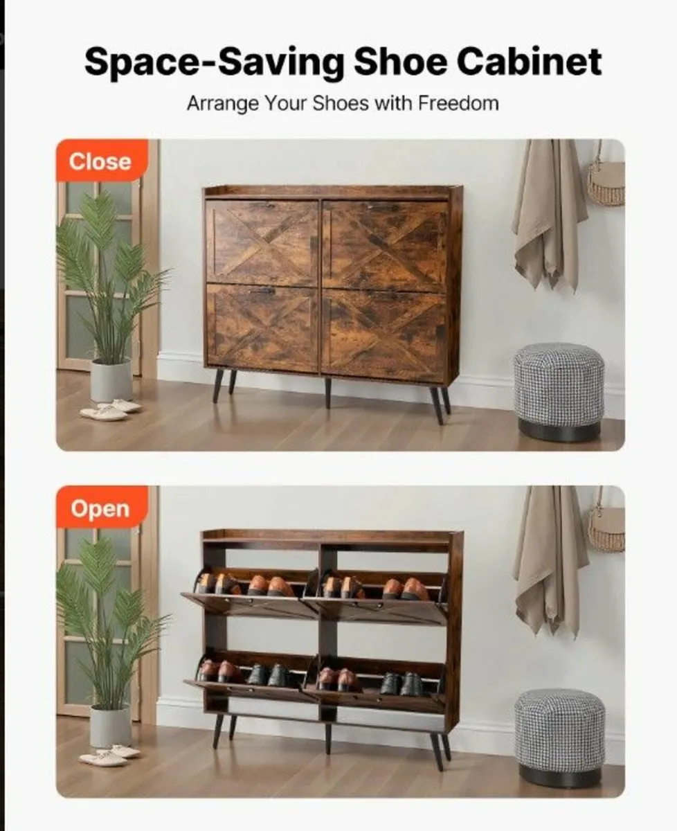 Shoe Cabinet with 4 Flip Drawers - Image 3