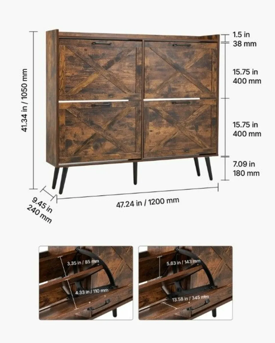Shoe Cabinet with 4 Flip Drawers - Image 4
