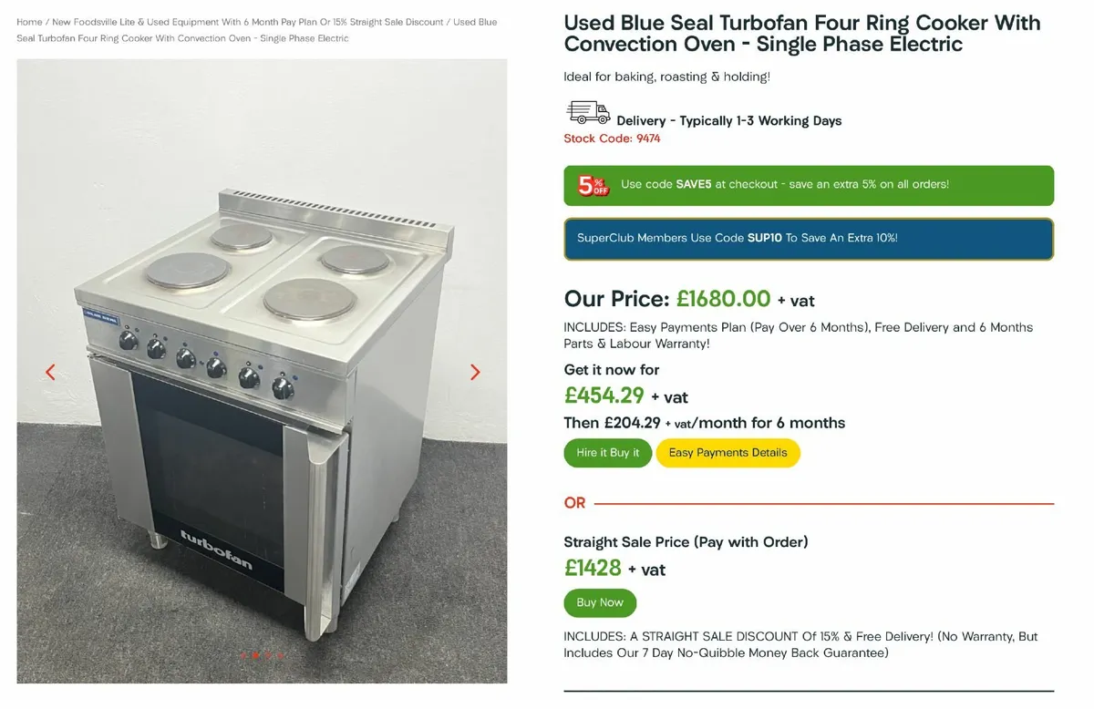 PROFIT NOW, BUY LATER - Blue Seal Turbofan Oven - Image 3