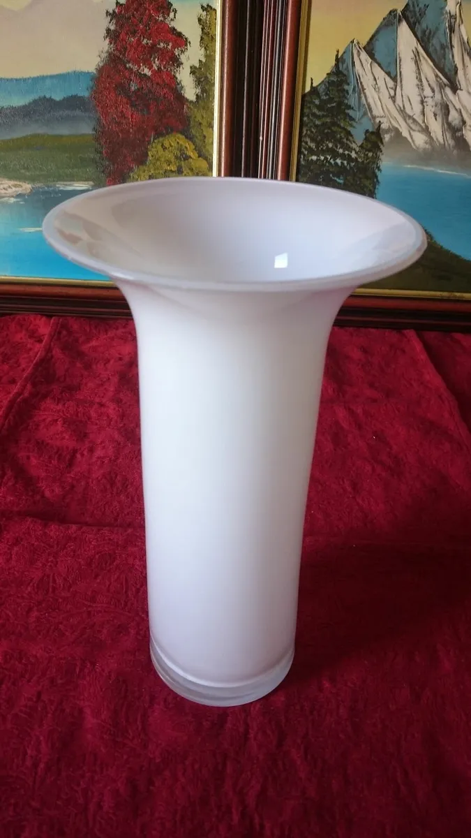 Large 10.5 Inches Tall Milky White Glass Vase - Image 2