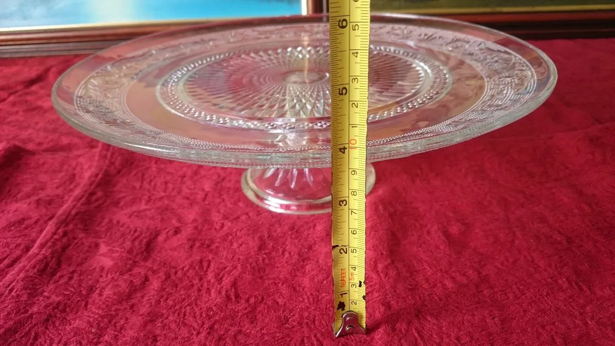 Vintage Cut Glass Art Deco Footed Cake Stand - Image 3