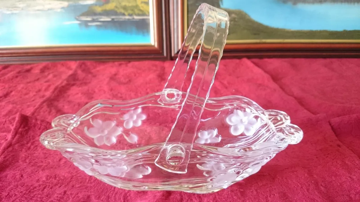 Original Waltherglas Germany Art Deco Glass Basket - Image 1
