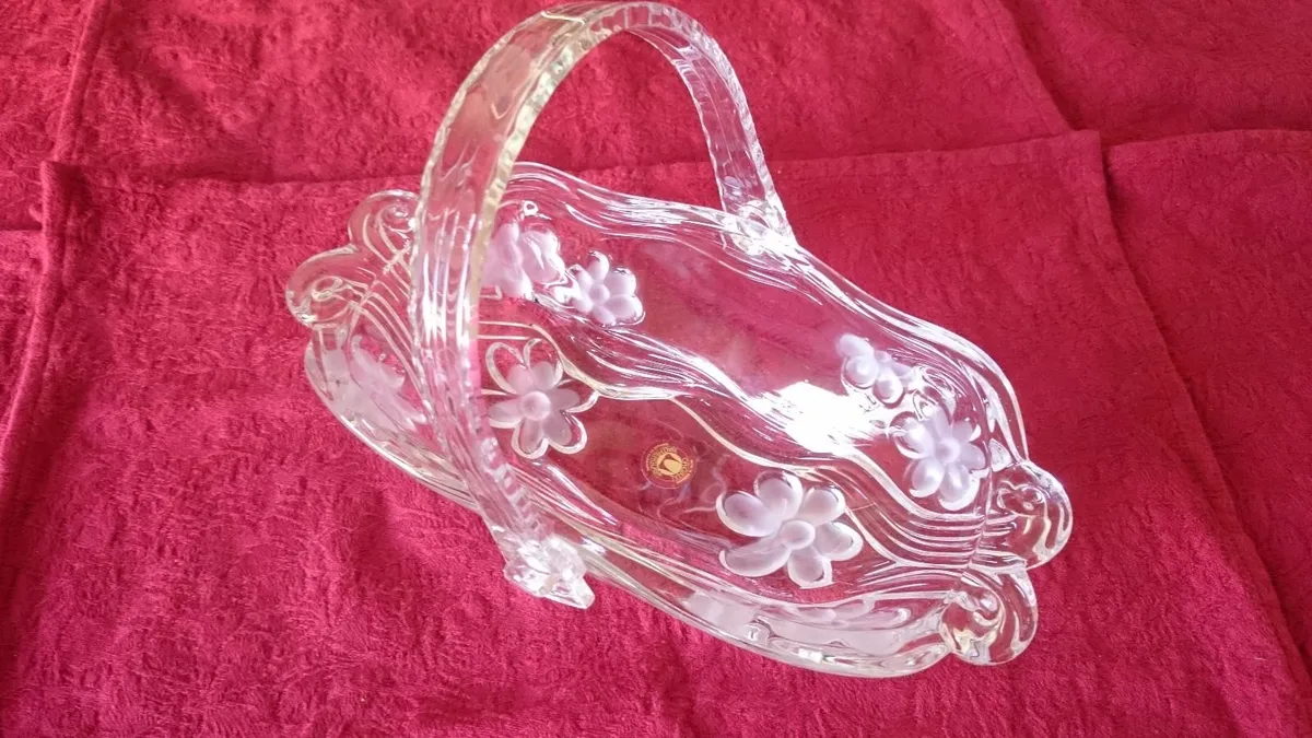 Original Waltherglas Germany Art Deco Glass Basket - Image 3