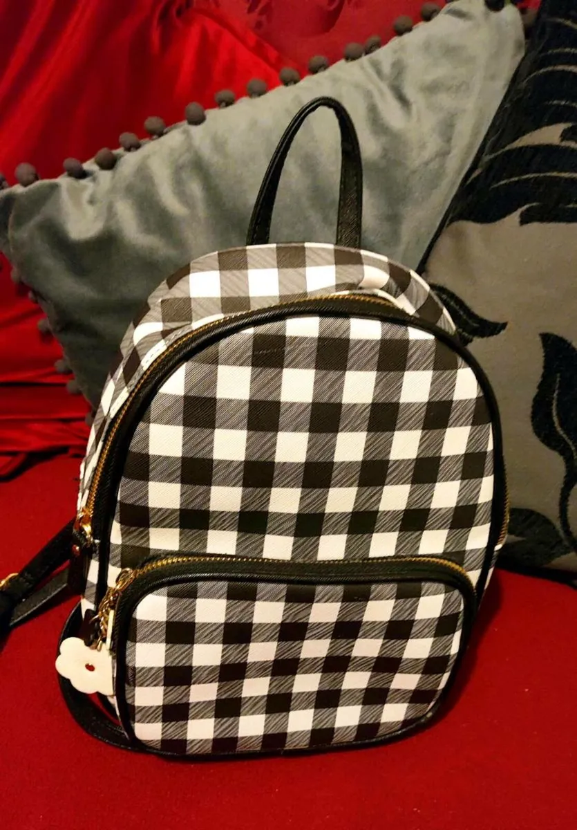 Chic Checkered Mini Backpack – Claire’s - Image 3