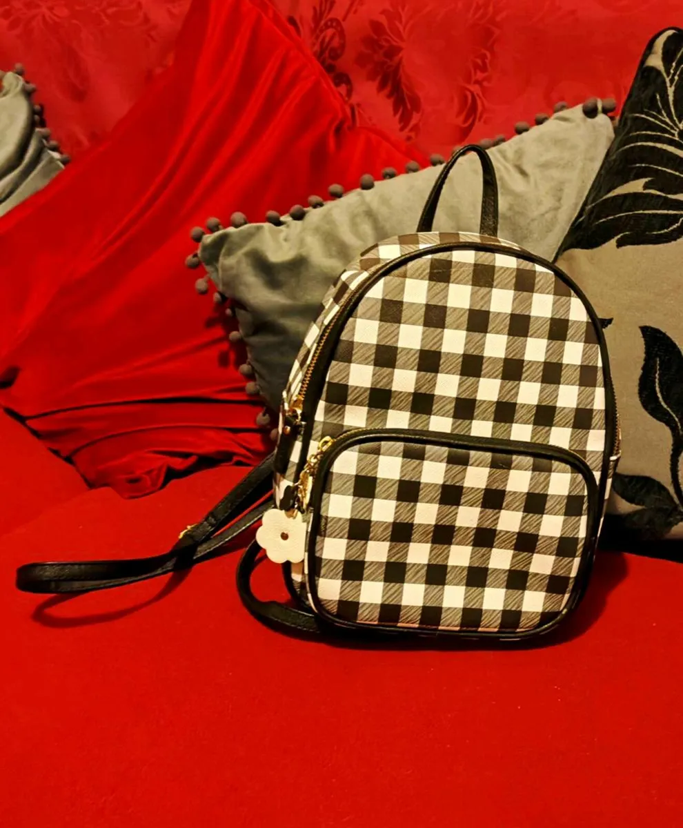 Chic Checkered Mini Backpack – Claire’s - Image 4