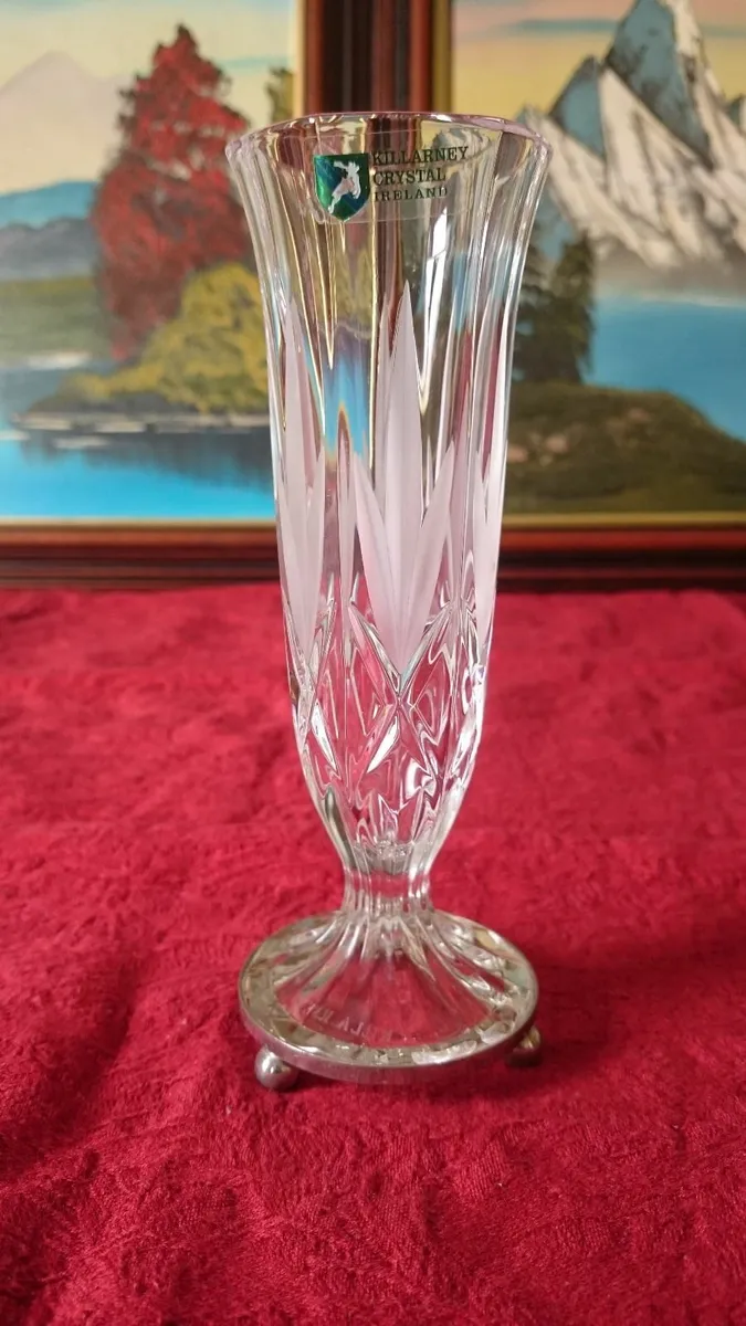 Killarney Crystal Ireland Silver Footed Bud Vase - Image 2