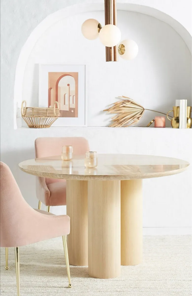 Travertine Dining Table - Designer Piece - Round - Image 1