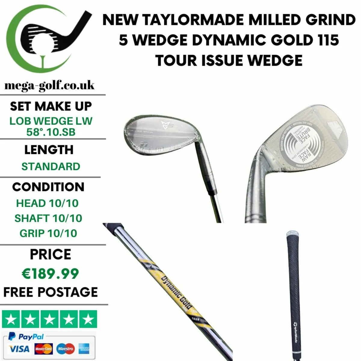New Taylormade Milled Grind 5 Wedge Lw 58°.10.Sb - Image 1