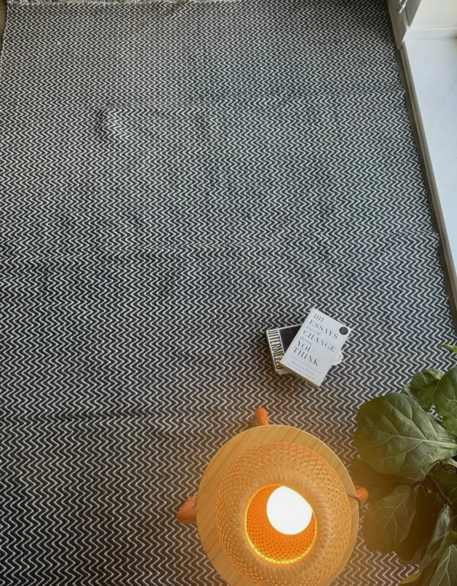 IKEA Fasterholt Navy Blue White Zig Zag Rug 170x24 - Image 2