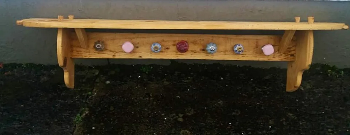 Rustic Floating Shelf  Coat n Hat Rack - Image 4
