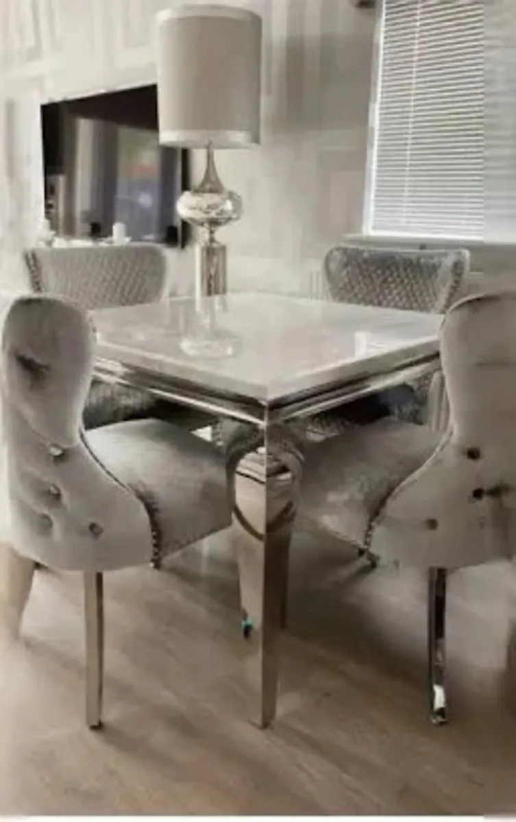 White and chrome dining table 160 cm - Image 1