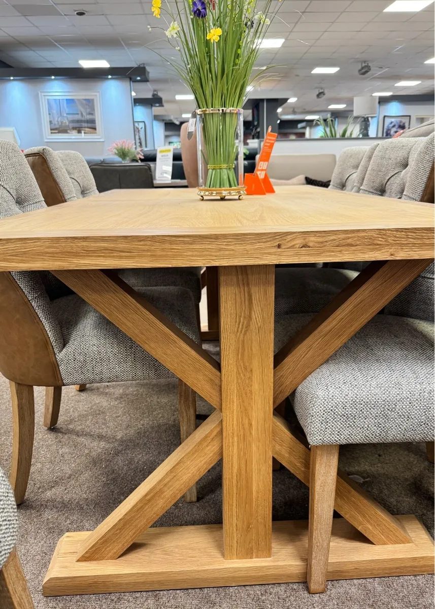 Large Oak Dining Table X Leg 200cm New - Image 2