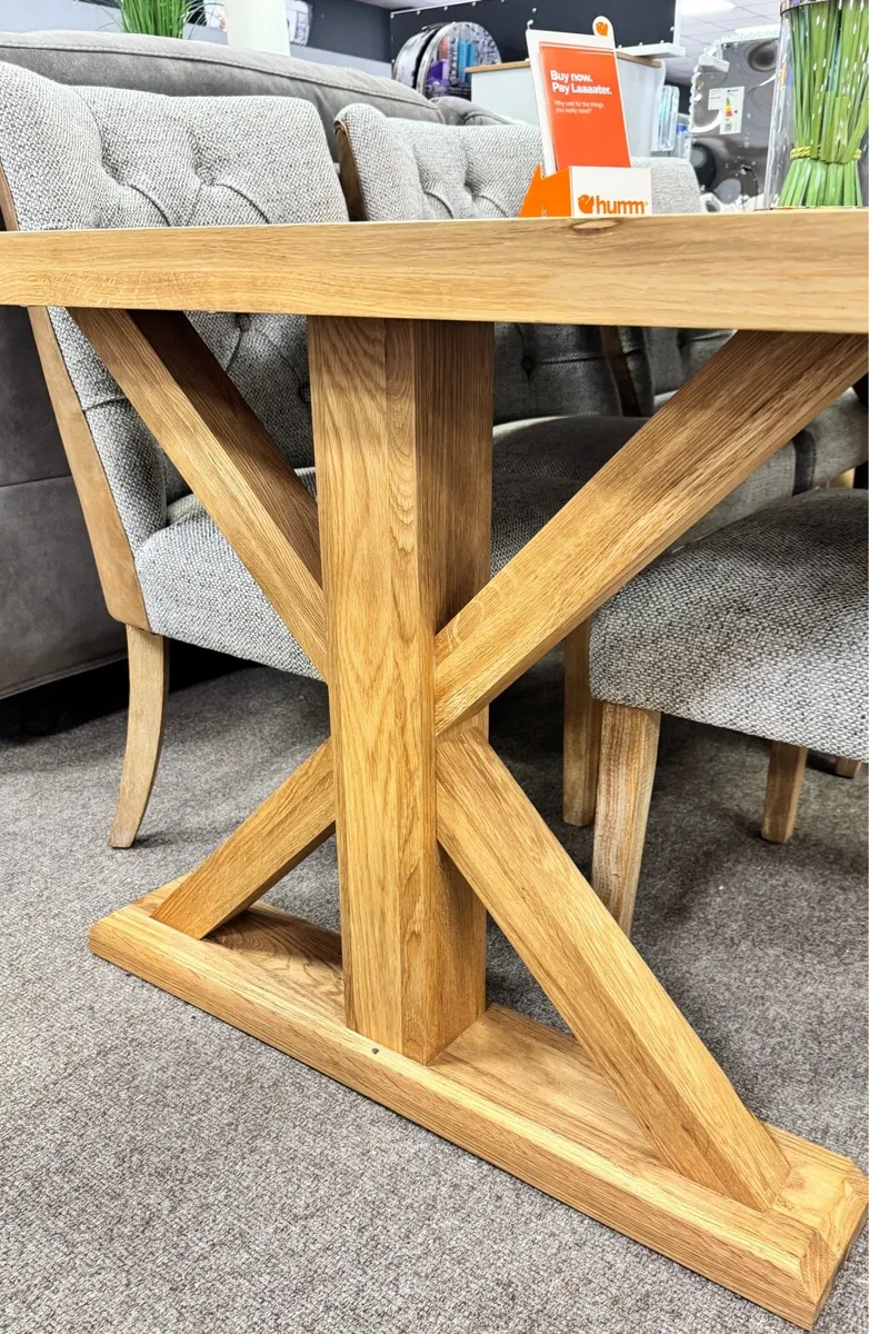 Large Oak Dining Table X Leg 200cm New - Image 4