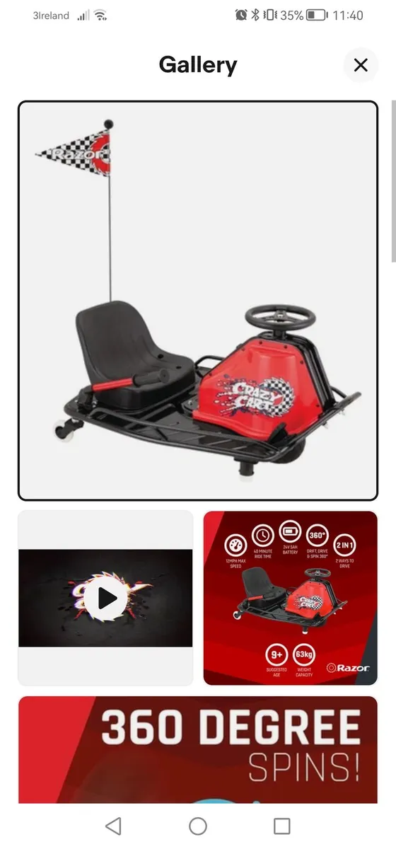 Razor Crazy Cart 25.2V Electric Go Kart - Image 1