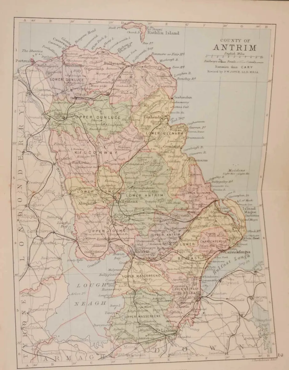 1881 Antique Colour Map of The County of Antrim - Image 1