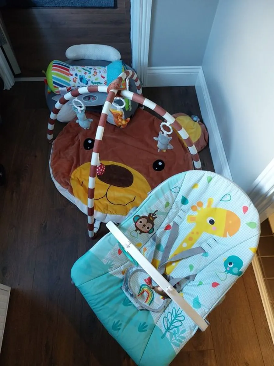 Baby Bouncer, Seat, Mat and Tummy Time Pillow - Image 1