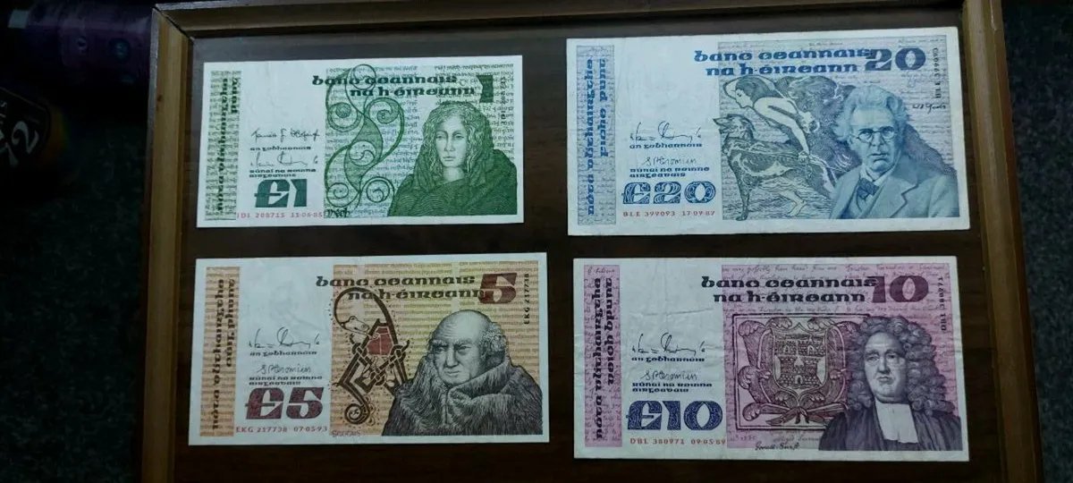 Irish Punt Banknotes B Series £1 £5 £10 £20 - Image 1