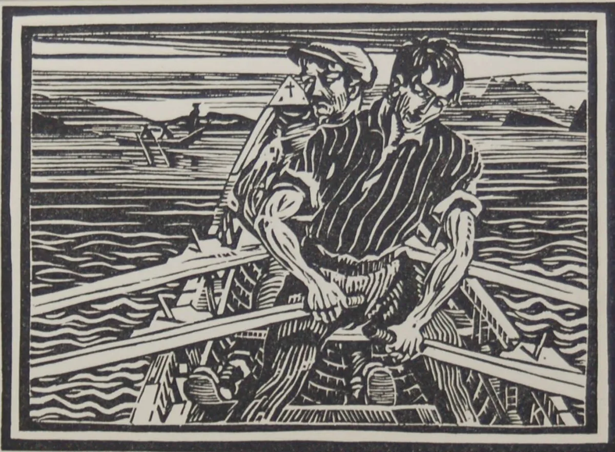 Harry Kernoff Rowing A Curragh Connemara - Image 1