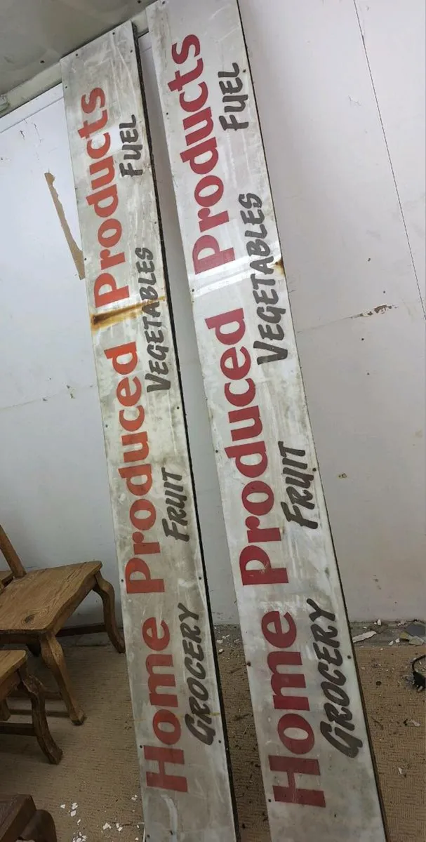 Two very large old grocery signs - Image 1