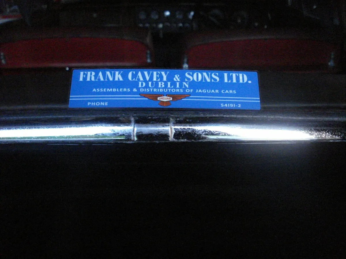 FRANK CAVEY VINTAGE JAGUAR DEALER WINDOW STICKER. - Image 1