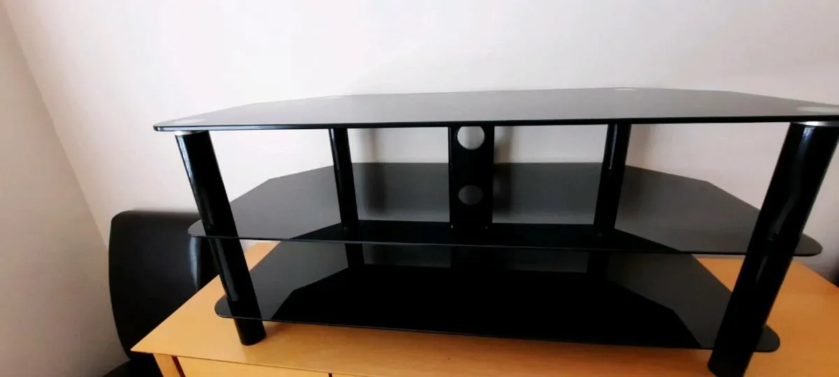 TV stand black glass