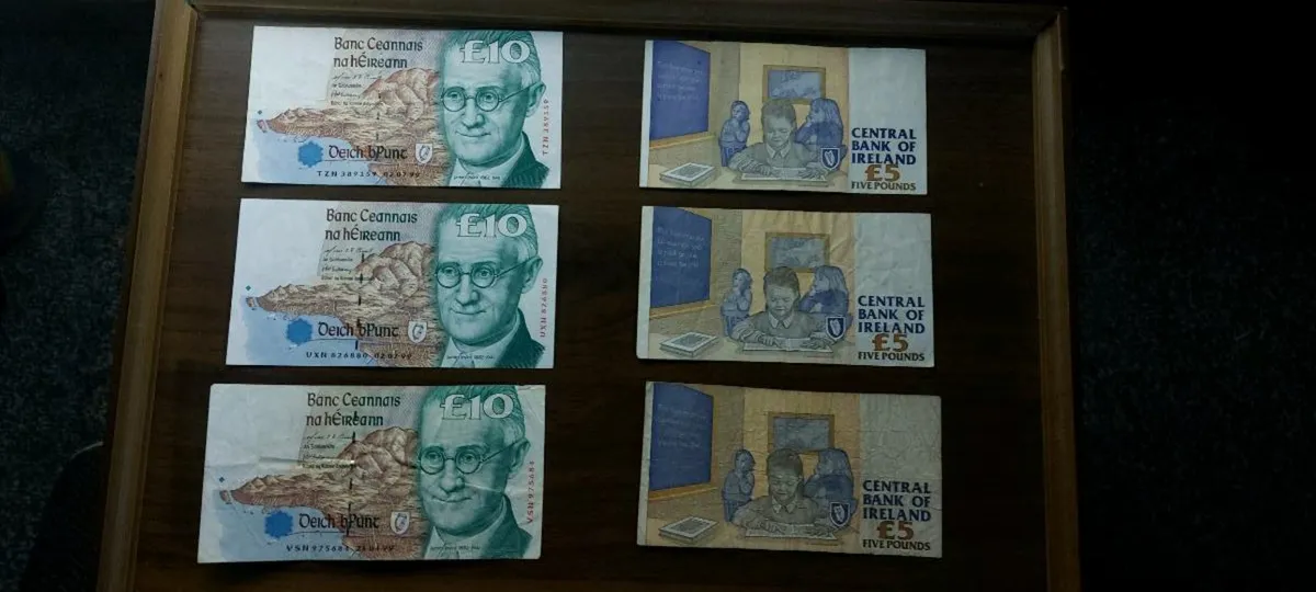 Irish Pre-Euro Banknotes C SeriesBundle 5 &10pound - Image 1