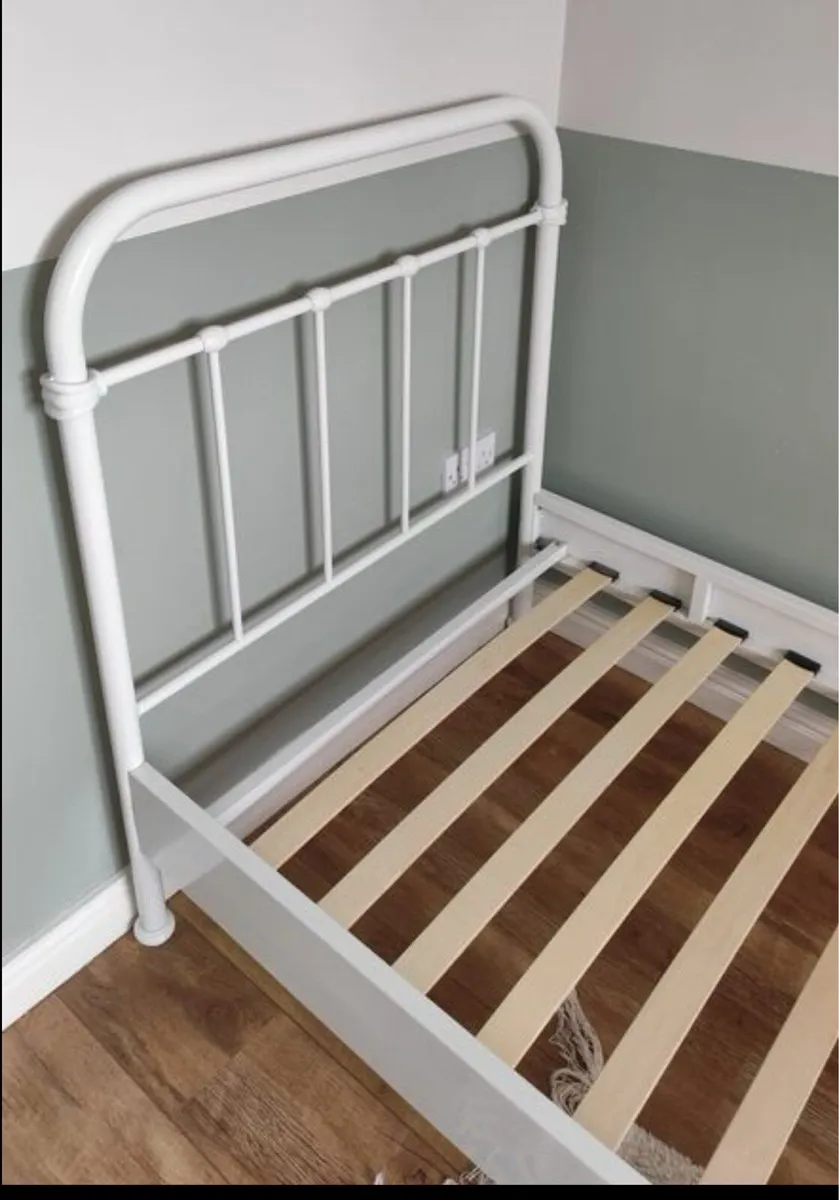 As New - Stunning White Single Metal Bed Frame - Image 2