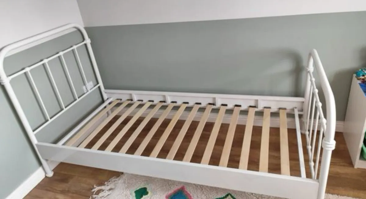As New - Stunning White Single Metal Bed Frame - Image 3