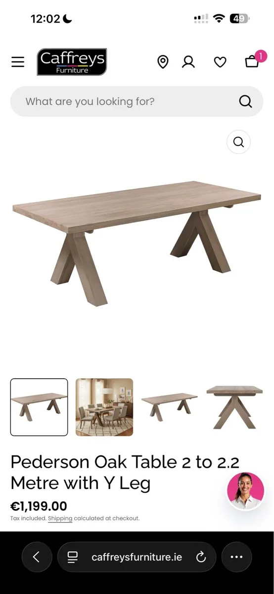 Oak Dining Table with Y Leg 200cm New - Image 2