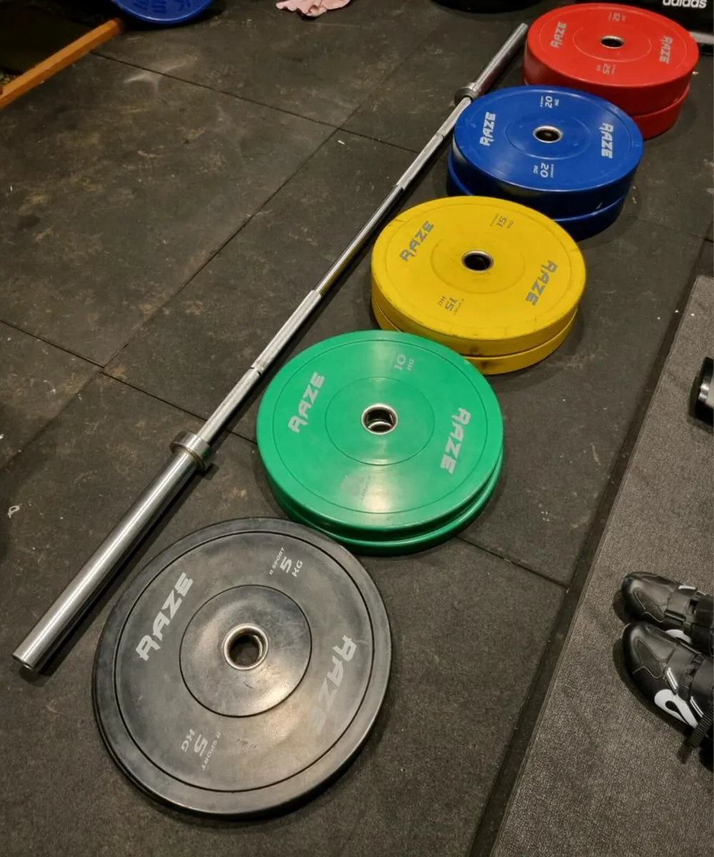 Gym olympic weights and barbell set - Image 1
