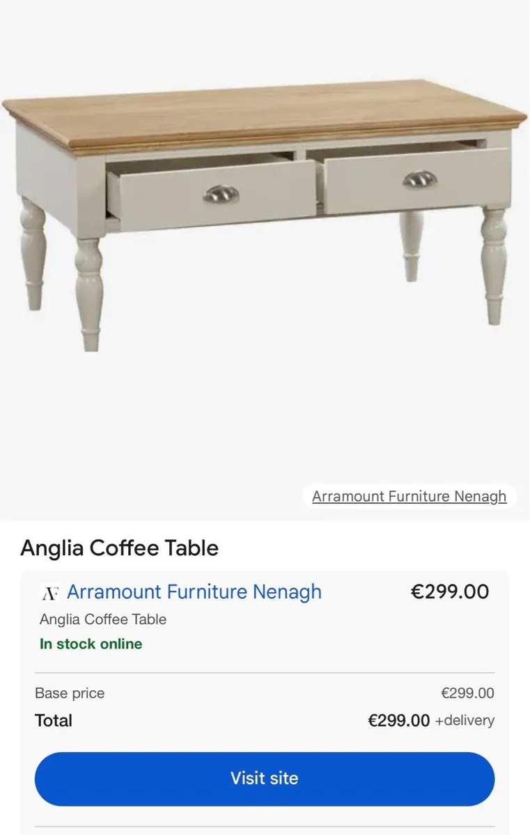 Anglia Cream + Oak Coffee Table, New - Image 3