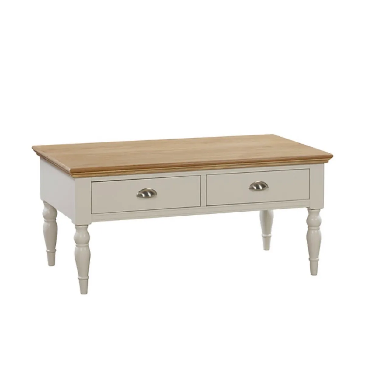 Anglia Cream + Oak Coffee Table, New - Image 4