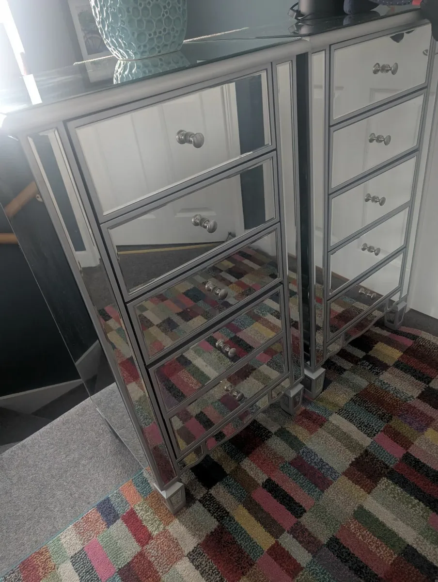 Bedroom Mirrored chest of drawers x 2 - Image 4