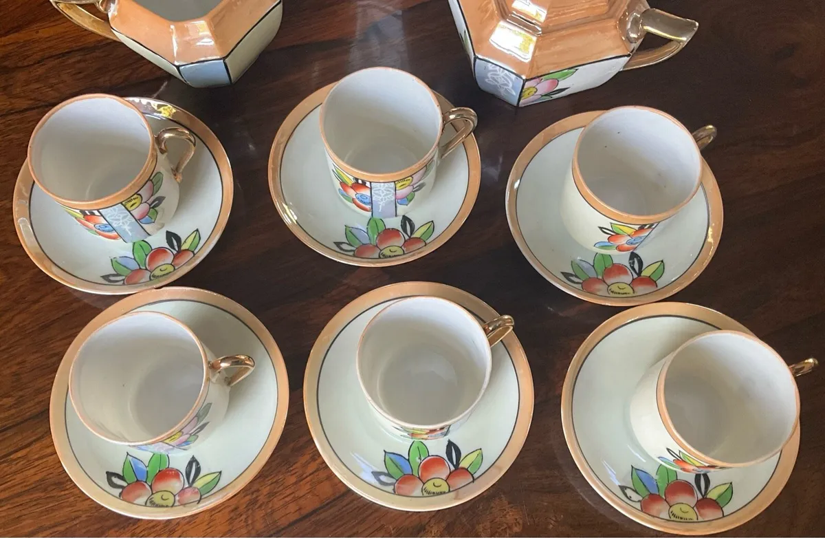 Japanese Hand Painted Lustre Coffee Set - Image 2