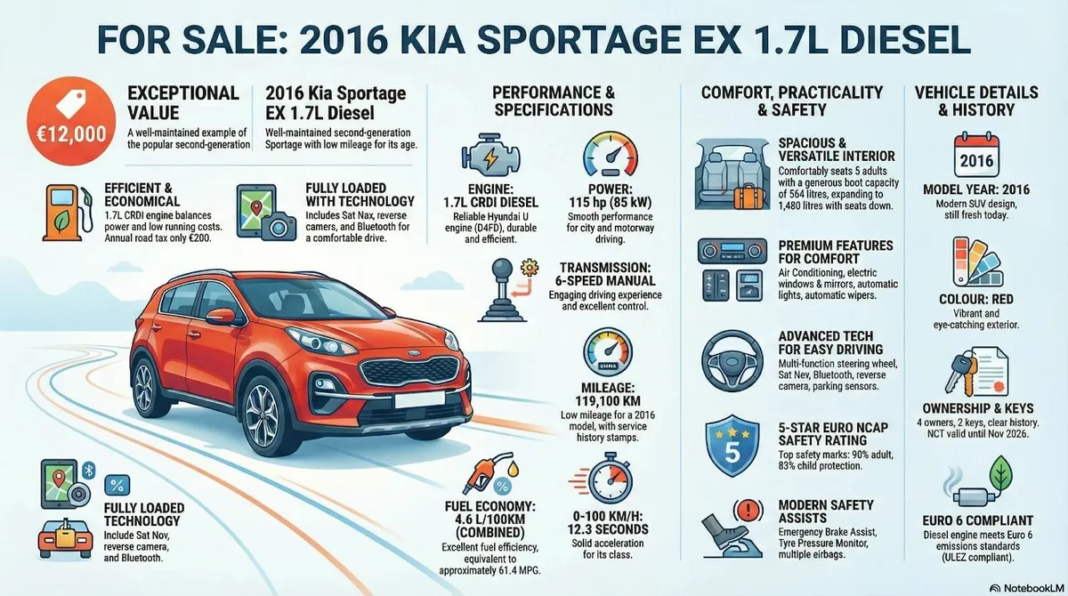 Kia Sportage 2016 For Sale €12000 - Image 1