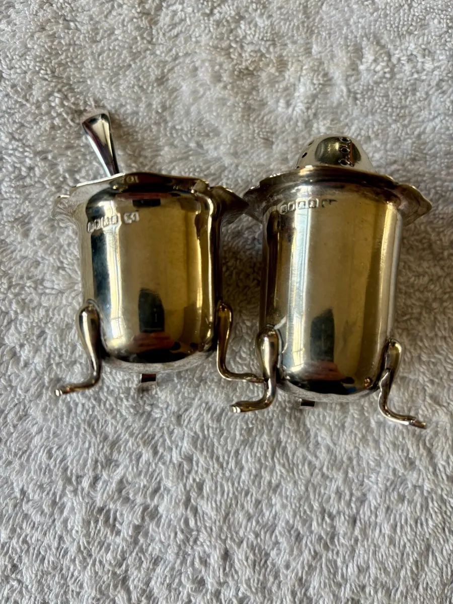Antique silver-plated salt and pepper set - Image 2